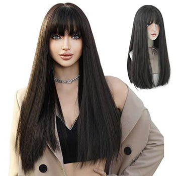 Long Straight Wig With Bangs 22"Inch Wig Store 
