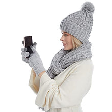 Load image into Gallery viewer, Fleece Lined Cable Knit Beanie Hat Scarf Glove Set
