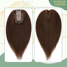 Load image into Gallery viewer, Clip in Hair Topper Human Hair with Silk Base Hairpiece
