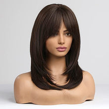 Load image into Gallery viewer, Medium length layered heat resistant wig with bangs Wig Store

