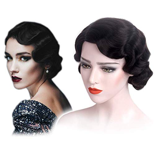 Jet Black 1920s Finger Wave Flapper Wig Wig Store All Products