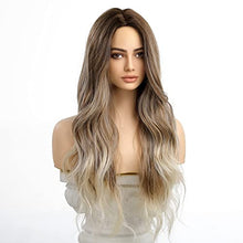 Load image into Gallery viewer, 24 inch Wavy Long Brown Middle Parting Heat Resistant Synthetic Wig Wig Store
