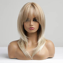 Load image into Gallery viewer, Medium length layered heat resistant wig with bangs Wig Store
