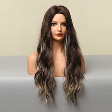 Load image into Gallery viewer, 24 inch Wavy Long Brown Middle Parting Heat Resistant Synthetic Wig Wig Store
