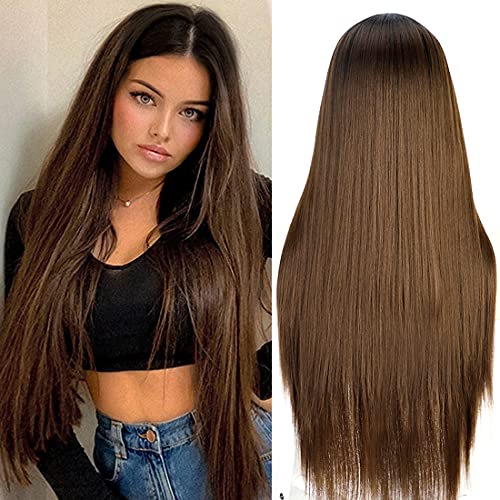 Straight Long Ombre Brown wig with middle part Wig Store