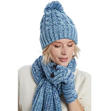 Load image into Gallery viewer, Fleece Lined Cable Knit Beanie Hat Scarf Glove Set
