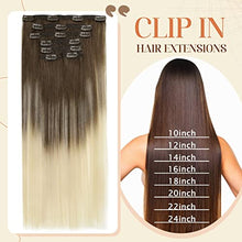 Load image into Gallery viewer, Clip in Balayage Chocolate Brown to Caramel Blonde and Brown Human  Hair Extensions Wig Store
