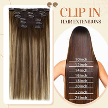 Load image into Gallery viewer, Clip in Balayage Chocolate Brown to Caramel Blonde and Brown Human  Hair Extensions Wig Store
