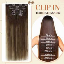 Load image into Gallery viewer, Clip in Balayage Chocolate Brown to Caramel Blonde and Brown Human  Hair Extensions Wig Store
