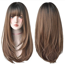 Load image into Gallery viewer, Long Straight Wig With Bangs 22&quot;Inch Wig Store 

