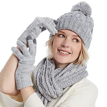 Load image into Gallery viewer, Fleece Lined Cable Knit Beanie Hat Scarf Glove Set
