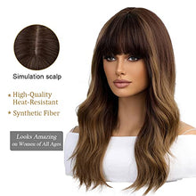 Load image into Gallery viewer, Long  Ombre Brown Wigs with bangs and body wave texture Wig Store
