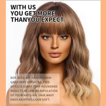 Load image into Gallery viewer, Mid Length Wavy Wig with Bangs and Highlights
