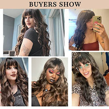 Load image into Gallery viewer, Wavy Dark Brown Synthetic Wig with bangs
