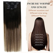 Load image into Gallery viewer, Clip in Balayage Chocolate Brown to Caramel Blonde and Brown Human  Hair Extensions Wig Store
