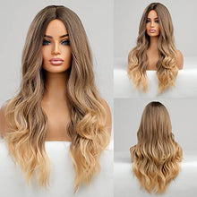 Load image into Gallery viewer, 24 inch Wavy Long Brown Middle Parting Heat Resistant Synthetic Wig Wig Store
