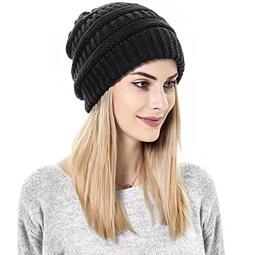 Satin lined Knit Beanie Hat Wig Store 