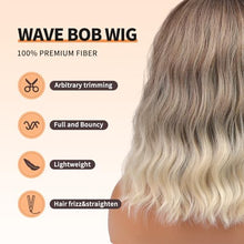 Load image into Gallery viewer, Mid Length Wavy Wig with Bangs and Highlights
