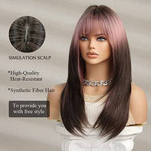 Load image into Gallery viewer, Brown Pink Blend Layered Heat Resistant Wig Wig Store 
