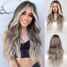 Load image into Gallery viewer, Long Ombre Blonde Gray Wavy Wig Wig Store All Products

