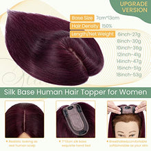 Load image into Gallery viewer, Clip in Hair Topper Human Hair with Silk Base Hairpiece
