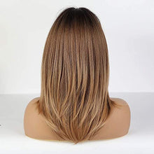 Load image into Gallery viewer, Medium length layered heat resistant wig with bangs Wig Store
