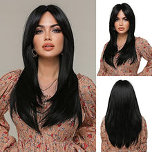 Load image into Gallery viewer, Long Black Womens Synthetic Hair Wig Wig Store 
