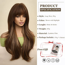 Load image into Gallery viewer, Long Brown Wig with Highlights Wig Store
