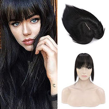 Load image into Gallery viewer, Human Hair Synthetic Blend Hair topper with bangs Wig Store 
