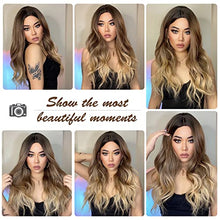 Load image into Gallery viewer, 24 inch Wavy Long Brown Middle Parting Heat Resistant Synthetic Wig Wig Store
