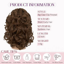 Load image into Gallery viewer, 12” Short Curly Claw Ponytail Extension Clip In On Hairpiece
