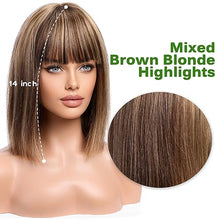Load image into Gallery viewer, Brown Mixed Blonde Highlights Bob Wig
