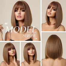 Load image into Gallery viewer, Light Golden Auburn Brown Bob Wig With Bangs
