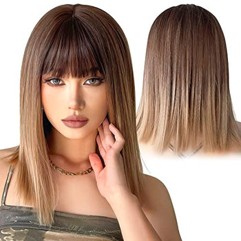 Short Ombre Blonde Wig with Light Bangs Wig Store 