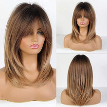 Load image into Gallery viewer, Medium length layered heat resistant wig with bangs Wig Store
