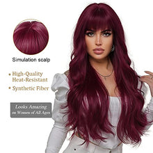 Load image into Gallery viewer, Red Wine Long Synthetic Wig Wig Store 
