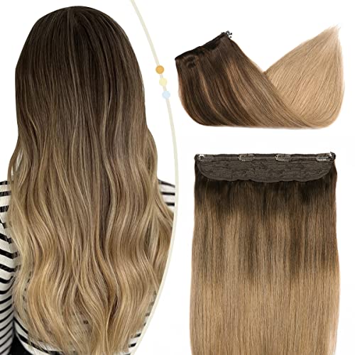 22 Inch Ombre Human Hair Wire Halo Hair Extension Wig Store