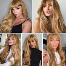 Load image into Gallery viewer, Honey Blonde Wavy Wig Synthetic Heat Resistant Fiber Wig
