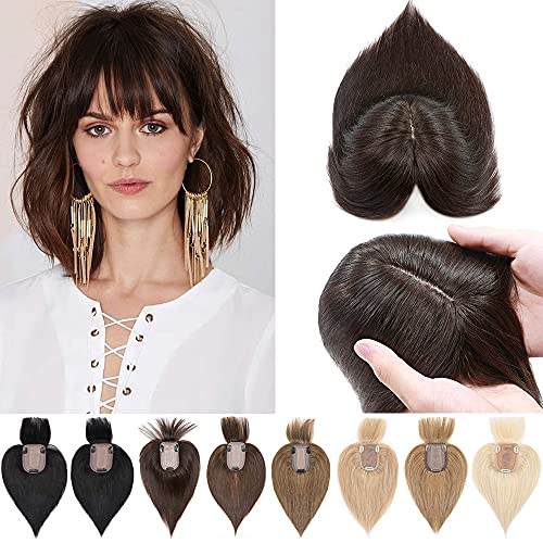 Human Hair Synthetic Blend Hair topper with bangs Wig Store 