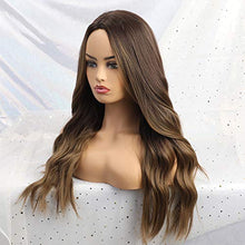 Load image into Gallery viewer, 24 inch Wavy Long Brown Middle Parting Heat Resistant Synthetic Wig Wig Store
