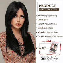 Load image into Gallery viewer, Long Black Womens Synthetic Hair Wig Wig Store 
