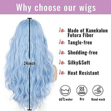 Load image into Gallery viewer, Long Heat Resistant Wavy Ice Blue Lace Front Wig
