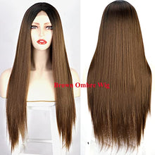 Load image into Gallery viewer, Straight Long Ombre Brown wig with middle part Wig Store
