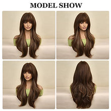 Load image into Gallery viewer, Long Brown Wig with Highlights Wig Store
