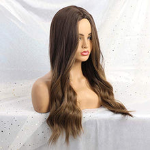 Load image into Gallery viewer, 24 inch Wavy Long Brown Middle Parting Heat Resistant Synthetic Wig Wig Store
