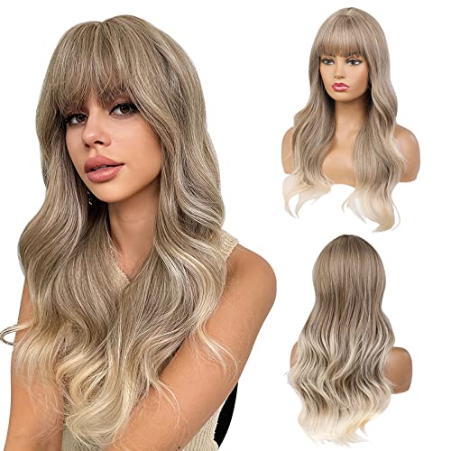 Ash Blonde Wig with Platinum Blonde Curly Ends Wig Store