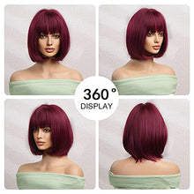 Load image into Gallery viewer, Short Straight Wine Red Bob wig Wig Store 
