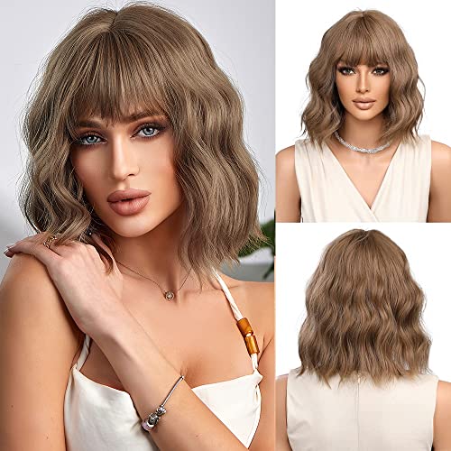 Short Wave Ash Blonde Bob Wigs With bangs Wig Store 