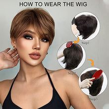 Load image into Gallery viewer, Short Pixe Cut Wig Ombre Blonde Brown
