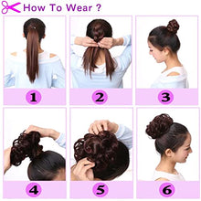 Load image into Gallery viewer, Highlighted Synthetic Hair Messy Bun Extensions 2pcs set Wig Store
